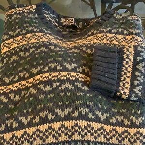 Polo by Ralph Lauren Men's Blue Patterned Sweater